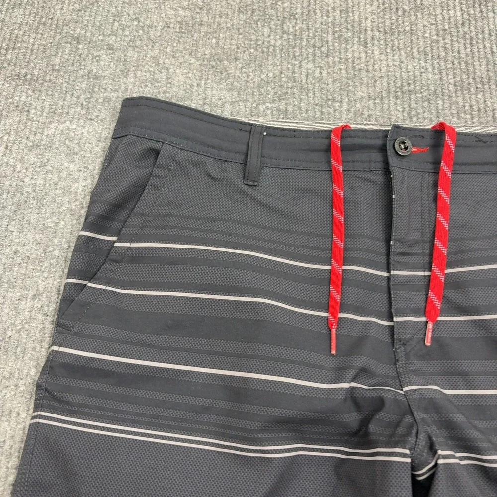 ONeill‎ Shorts Mens 38 Black Polyester Striped Hybrid Boardshorts Surf Casual